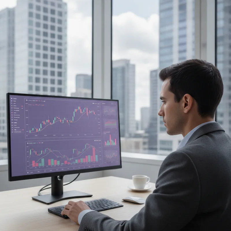 Focused investor reviewing a portfolio strategy on screen